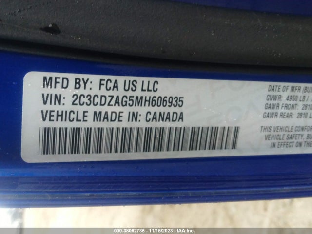 Dodge Challenger Sxt 2021 2C3CDZAG5MH606935 Image 9