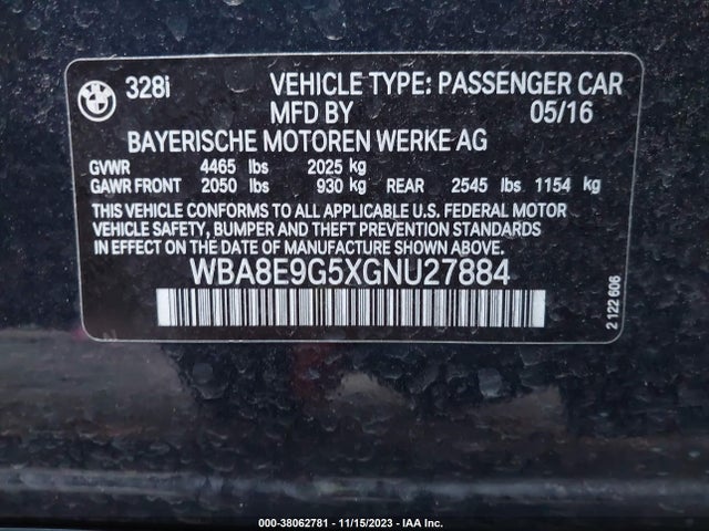 WBA8E9G5XGNU27884 BMW 328I