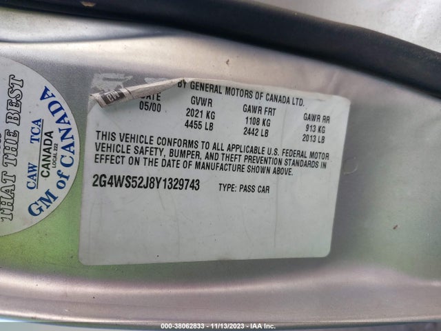 2000 BUICK CENTURY CUSTOM VIN: 2G4WS52J8Y1329743