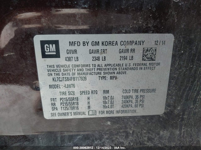 Chevrolet TRAX LTZ 2015 KL7CJTSB4FB117939 Image 9