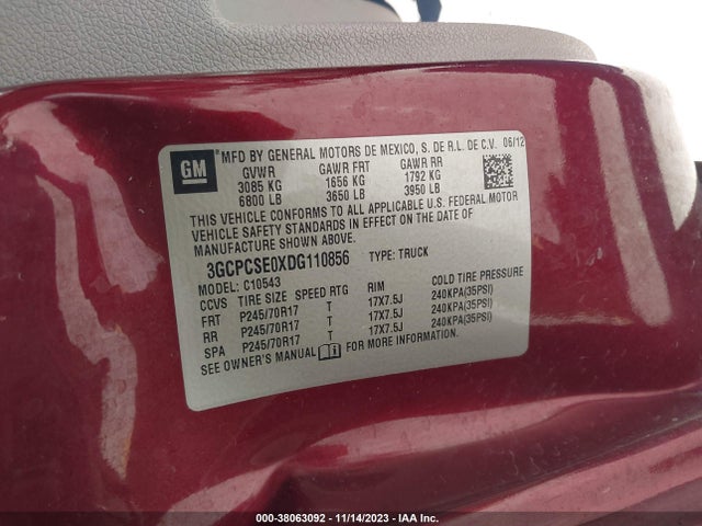 2013 CHEVROLET SILVERADO 1500 LT VIN: 3GCPCSE0XDG110856