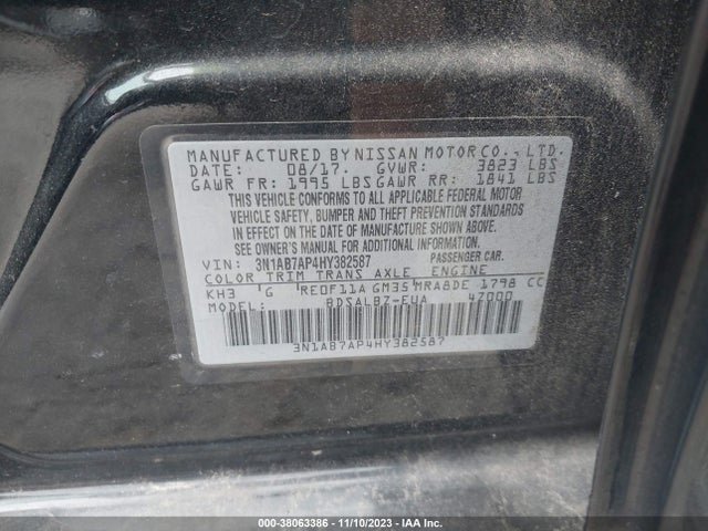 2017 NISSAN SENTRA S VIN: 3N1AB7AP4HY382587