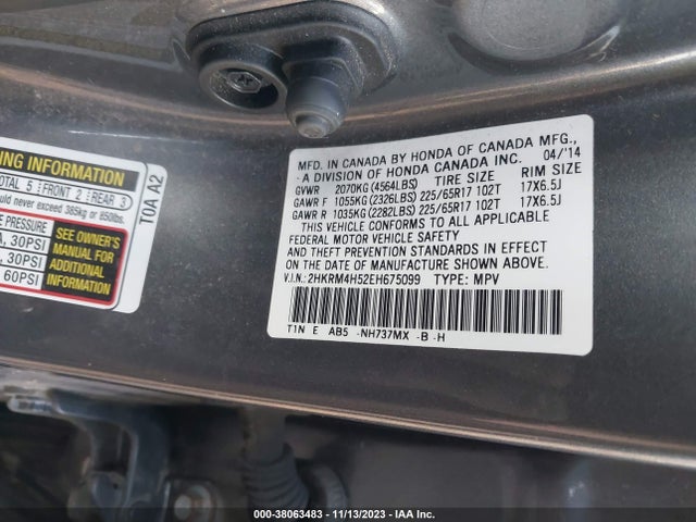 Honda CR-V EX 2014 2HKRM4H52EH675099 Image 9
