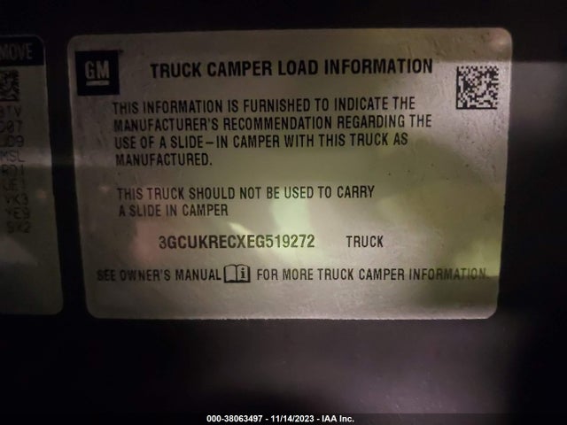 2014 CHEVROLET SILVERADO 1500 2LT VIN: 3GCUKRECXEG519272