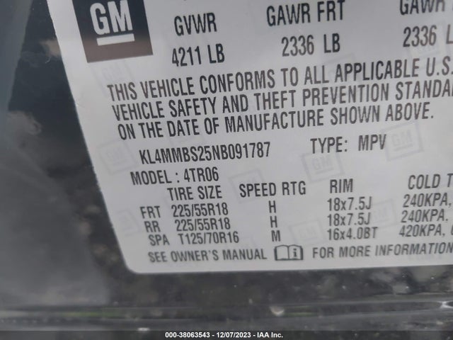 2022 BUICK ENCORE GX FWD PREFERRED VIN: KL4MMBS25NB091787