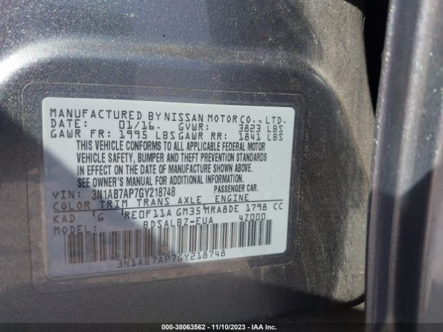 3N1AB7AP7GY218748 Nissan Sentra Sr/sl/s/sv/fe+ S