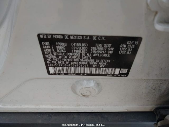 3CZRU6H75GM701067 Honda Hr-v Ex-l