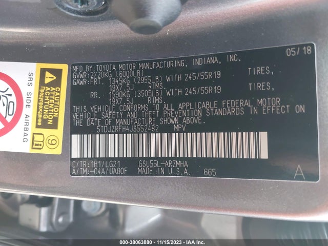 Toyota Highlander Se 2018 5TDJZRFH4JS552482 Image 9