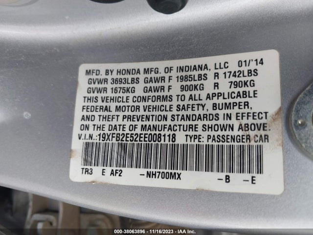Honda Civic Lx 2014 19XFB2E52EE008118 Image 9