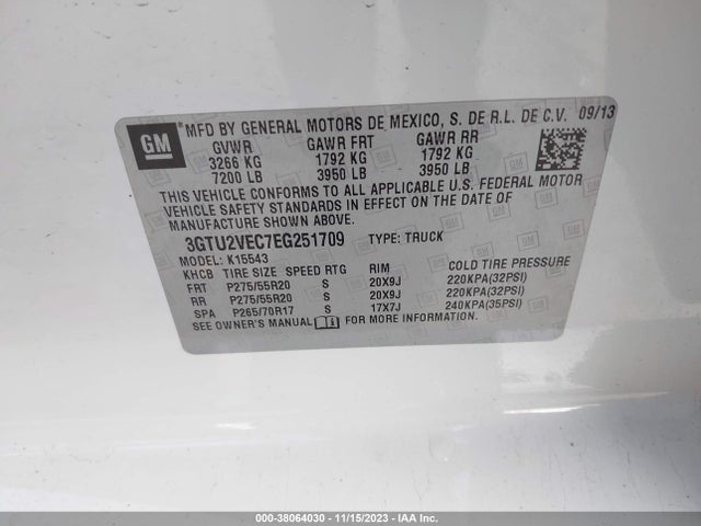 GMC Sierra 1500 Slt 2014 3GTU2VEC7EG251709 Image 9