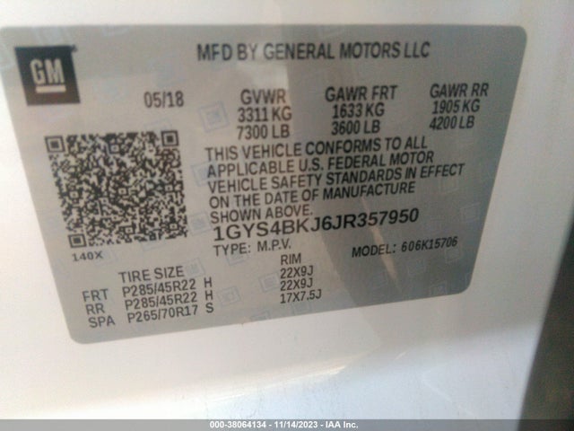 1GYS4BKJ6JR357950 Cadillac Escalade Luxury