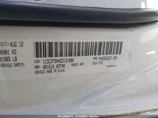2013 DODGE DART SXT/RALLYE VIN: 1C3CDFBA4DD131980