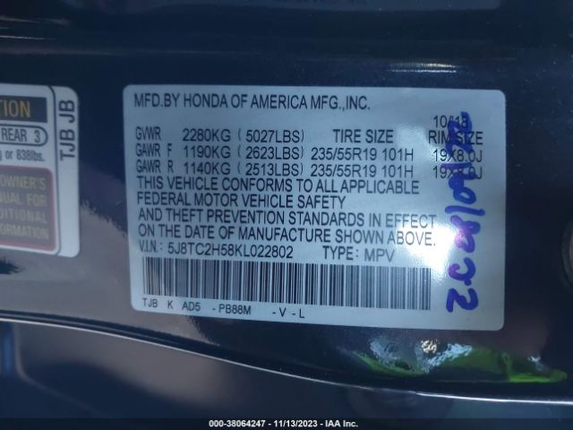 5J8TC2H58KL022802 Acura Rdx Technology Package