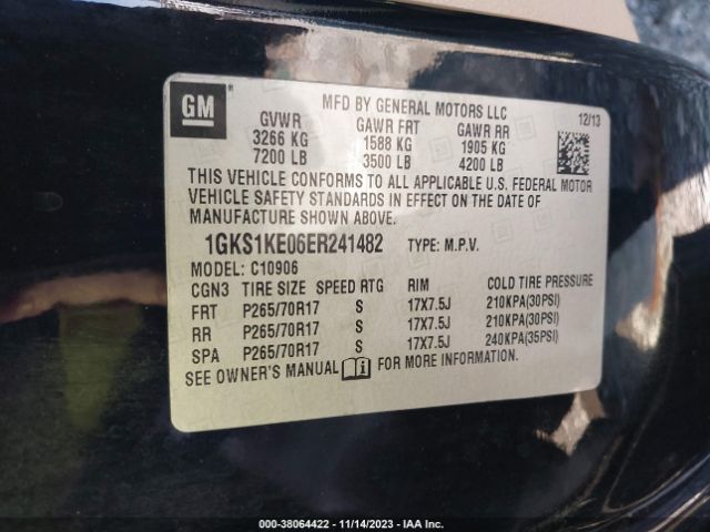 1GKS1KE06ER241482 GMC Yukon Xl Slt