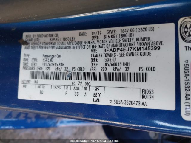 2019 FORD FIESTA 3FADP4EJ7KM145399 Photo 8