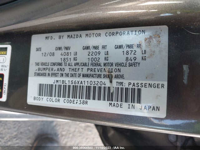 2010 MAZDA MAZDA3 S GRAND TOURING VIN: JM1BL1S6XA1103204