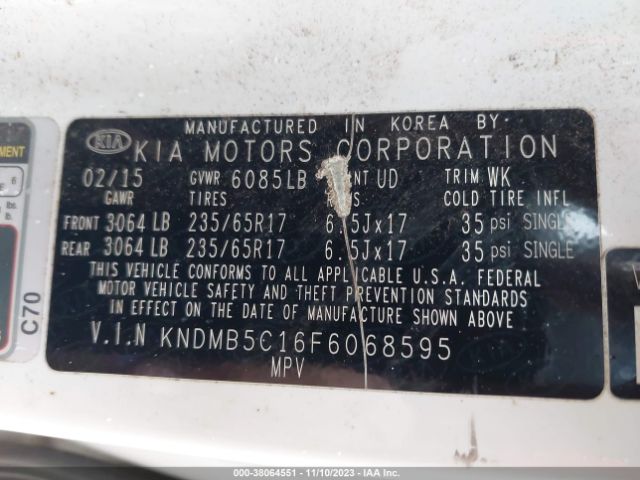KNDMB5C16F6068595 KIA SEDONA LX