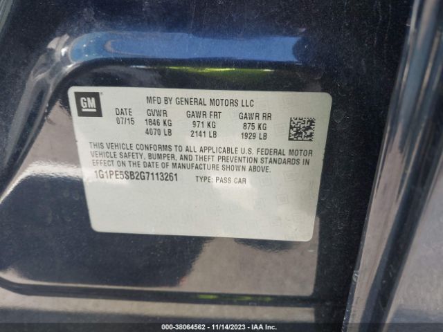 1G1PE5SB2G7113261 Chevrolet Cruze Limited 1lt Auto