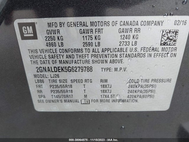 Chevrolet Equinox Ltz 2016 2GNALDEK5G6279788 Image 9