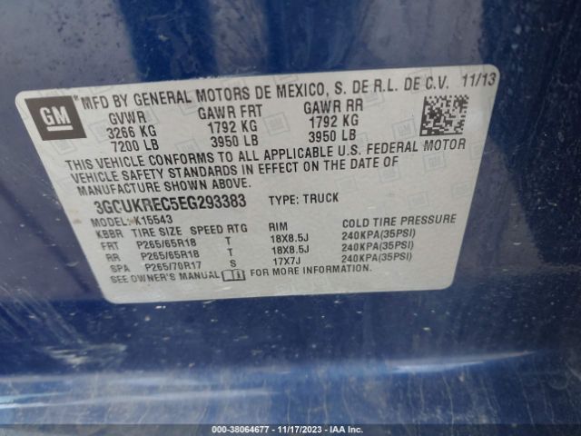 3GCUKREC5EG293383 Chevrolet Silverado 1500 2lt