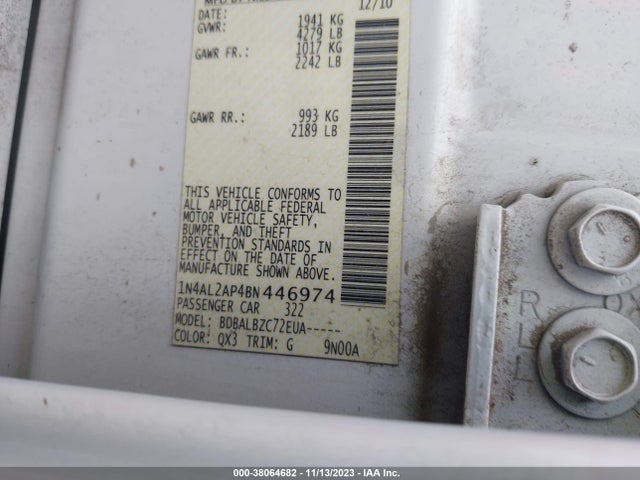 2011 NISSAN ALTIMA 2.5 S VIN: 1N4AL2AP4BN446974