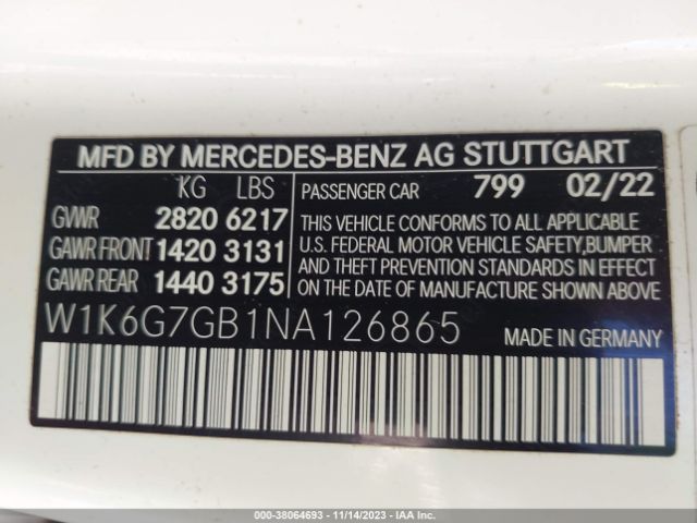 W1K6G7GB1NA126865 Mercedes-Benz S 580 4matic