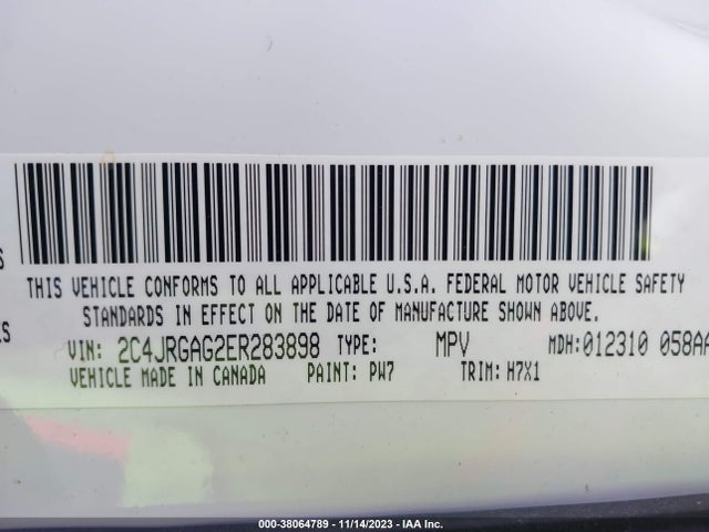 2C4JRGAG2ER283898 RAM Cargo Van Tradesman