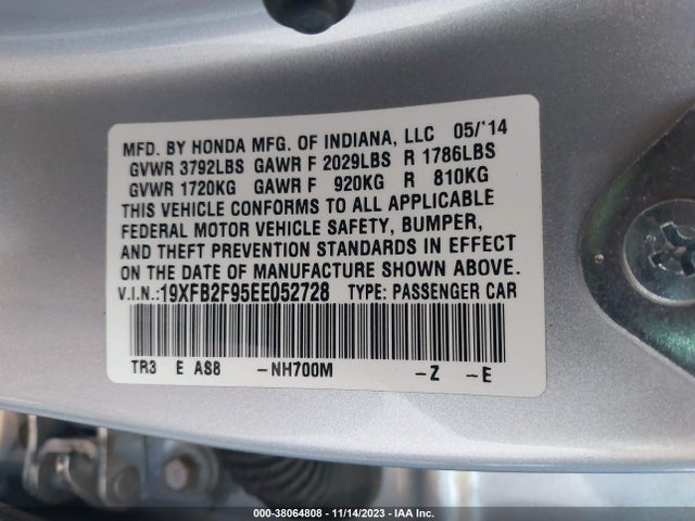 Honda Civic Ex-l 2014 19XFB2F95EE052728 Image 9