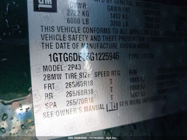 1GTG6DE35G1225946 GMC CANYON SLT