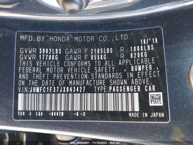 JHMFC1F37JX043427 Honda Civic Ex-t