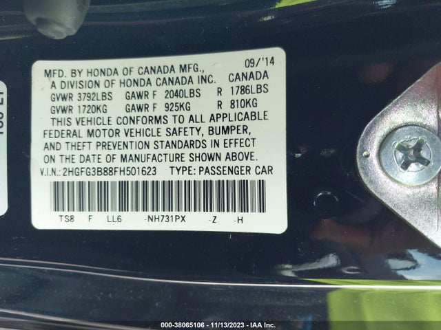 2015 HONDA CIVIC EX VIN: 2HGFG3B88FH501623