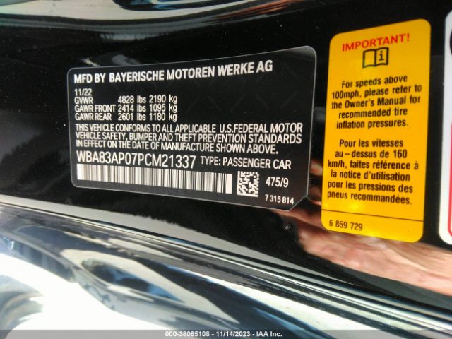 2023 BMW 4 SERIES WBA83AP07PCM21337 Photo 8
