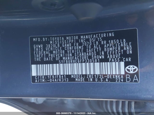 Toyota Corolla Le Plus 2015 5YFBURHE6FP330581 Image 9