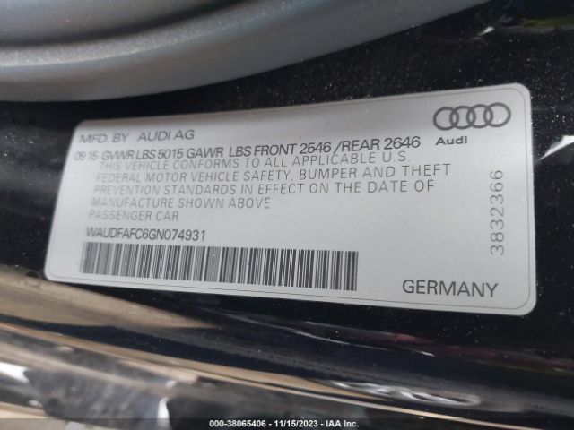 WAUDFAFC6GN074931 Audi A6 2.0t Premium Plus
