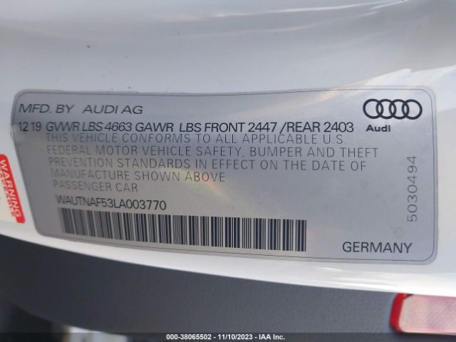 2020 AUDI A5 COUPE WAUTNAF53LA003770 Photo 8