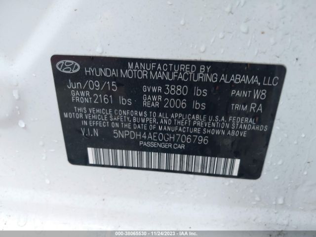 5NPDH4AE0GH706796 Hyundai ELANTRA SE