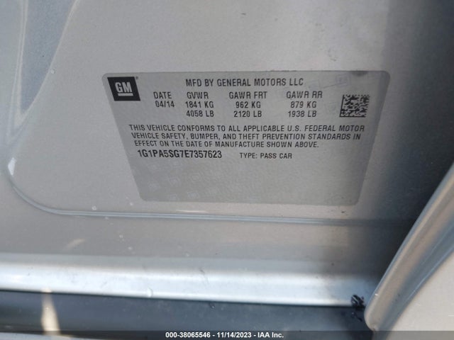 Chevrolet Cruze Ls Auto 2014 1G1PA5SG7E7357623 Image 9