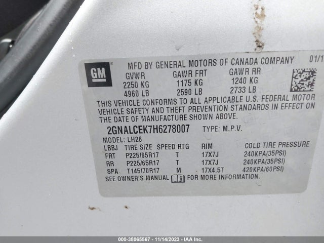 Chevrolet EQUINOX LT 2017 2GNALCEK7H6278007 Image 9