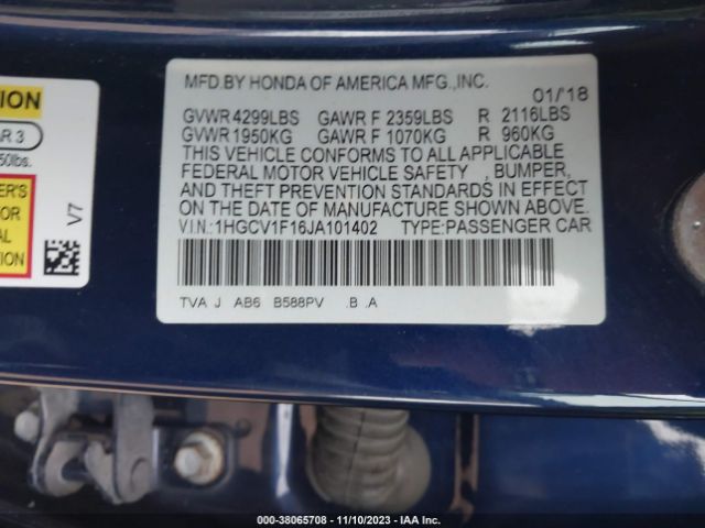 1HGCV1F16JA101402 Honda ACCORD LX
