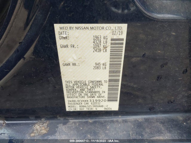 Nissan Altima 2.5 Sr 2019 1N4BL4CVXKN319920 Image 9