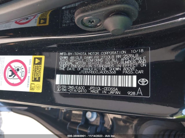 Toyota Mirai 2018 JTDBVRBD0JA005368 Image 9