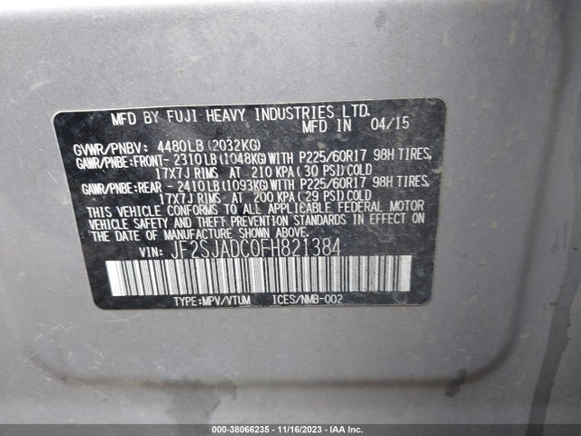 Subaru Forester 2.5i Premium 2015 JF2SJADC0FH821384 Image 9
