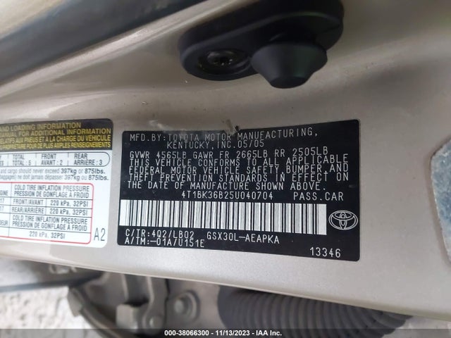 2005 TOYOTA AVALON LIMITED VIN: 4T1BK36B25U040704