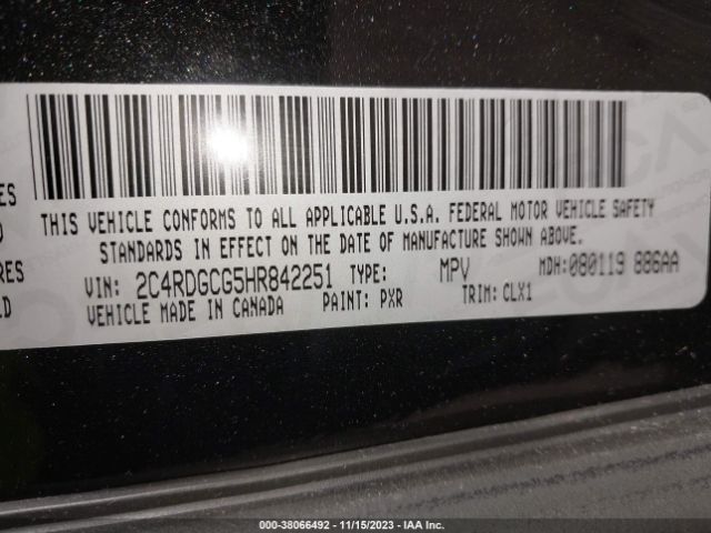 2C4RDGCG5HR842251 Dodge Grand Caravan Sxt
