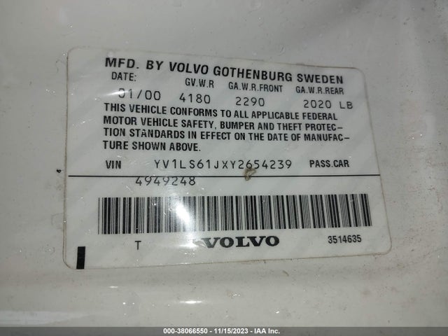 2000 VOLVO S70 SE VIN: YV1LS61JXY2654239