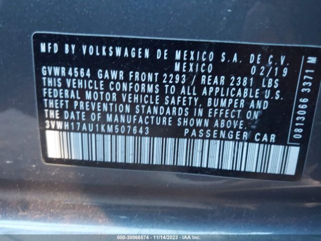 2019 VOLKSWAGEN GOLF ALLTRACK 3VWH17AU1KM507643 Photo 8