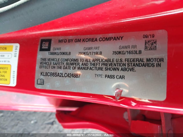 Chevrolet Spark Fwd Ls Automatic 2020 KL8CB6SA2LC424887 Image 9