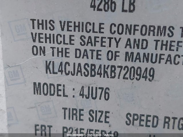 2019 BUICK ENCORE FWD PREFERRED VIN: KL4CJASB4KB720949