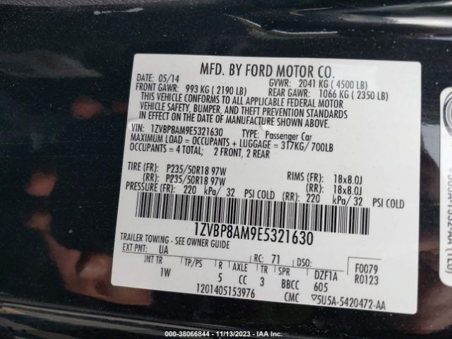 1ZVBP8AM9E5321630 Ford Mustang V6