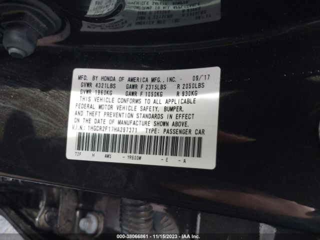 1HGCR2F17HA297371 Honda Accord Sport Se